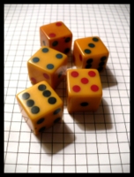 Dice : Dice - 6D - Set of 5 Bakelite with Multi Colored Pips
